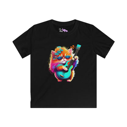 Colorful Guitar Kitten Youth Softstyle Tee