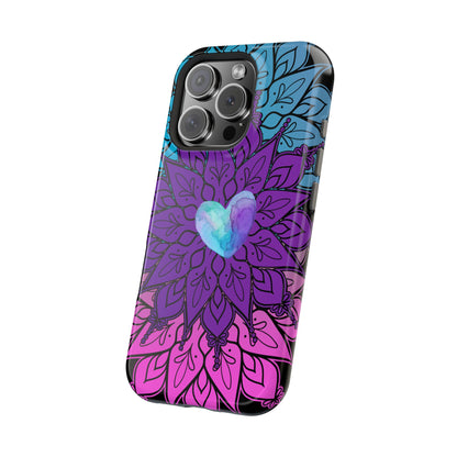 Colorful Mandala w/Heart MagSafe® Compatible Tough Case for iPhone