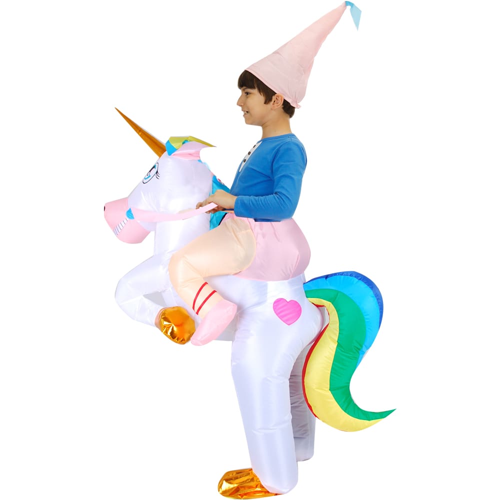 Inflatable Rainbow Unicorn Rider Costume for Kids