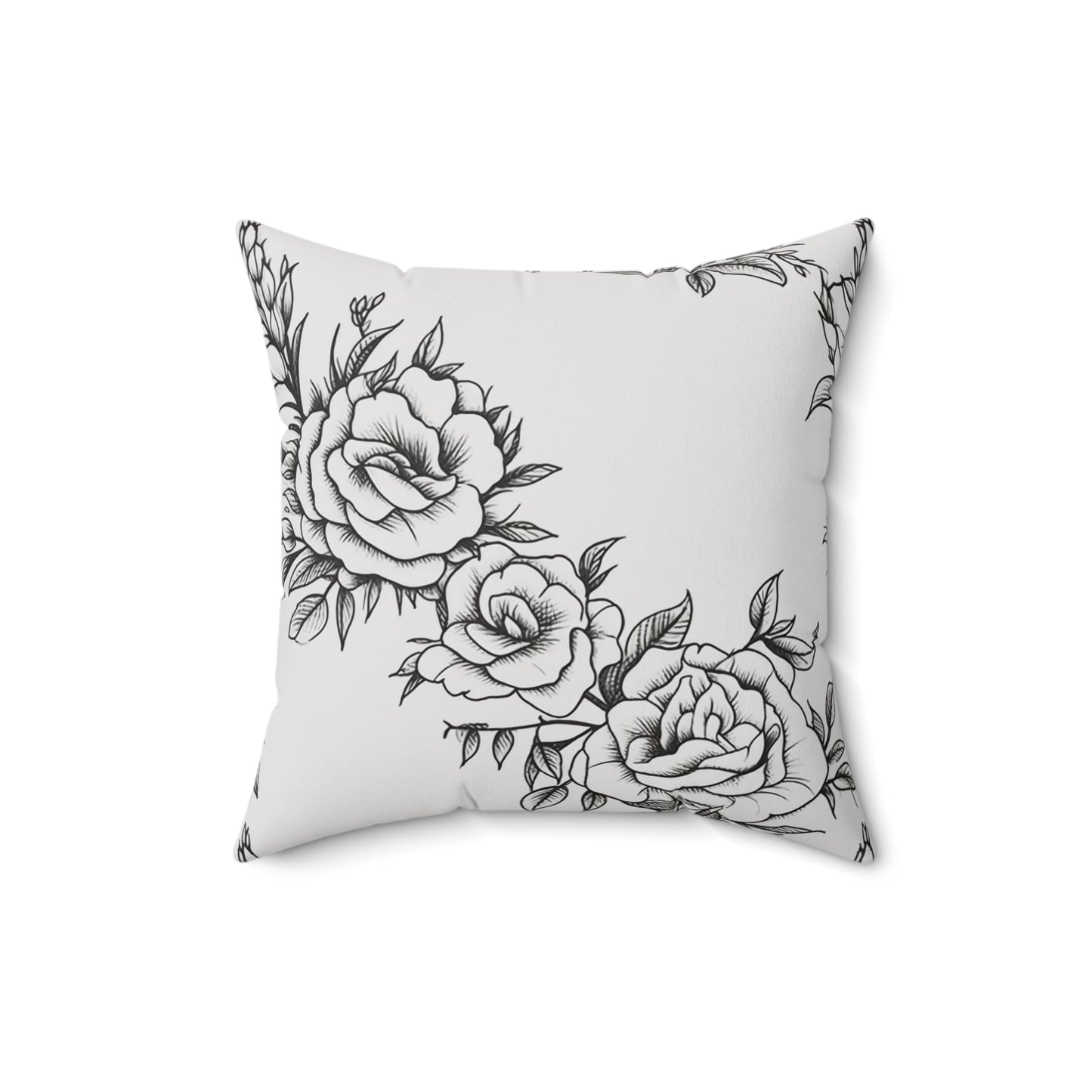 Midnight Rose Sketch Throw Pillow