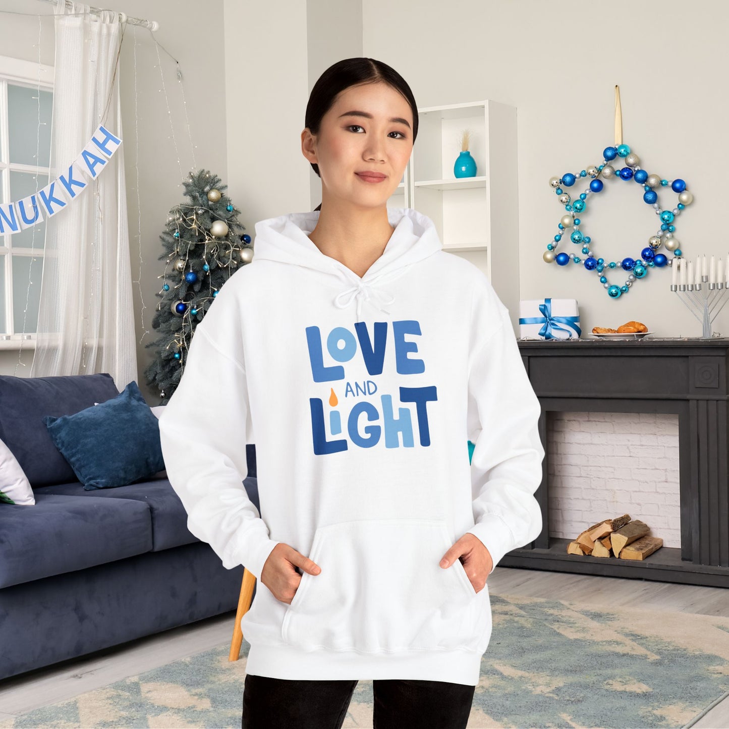 Hanukkah Love & Light 2 Adult Heavy Blend™ Hooded Sweatshirt