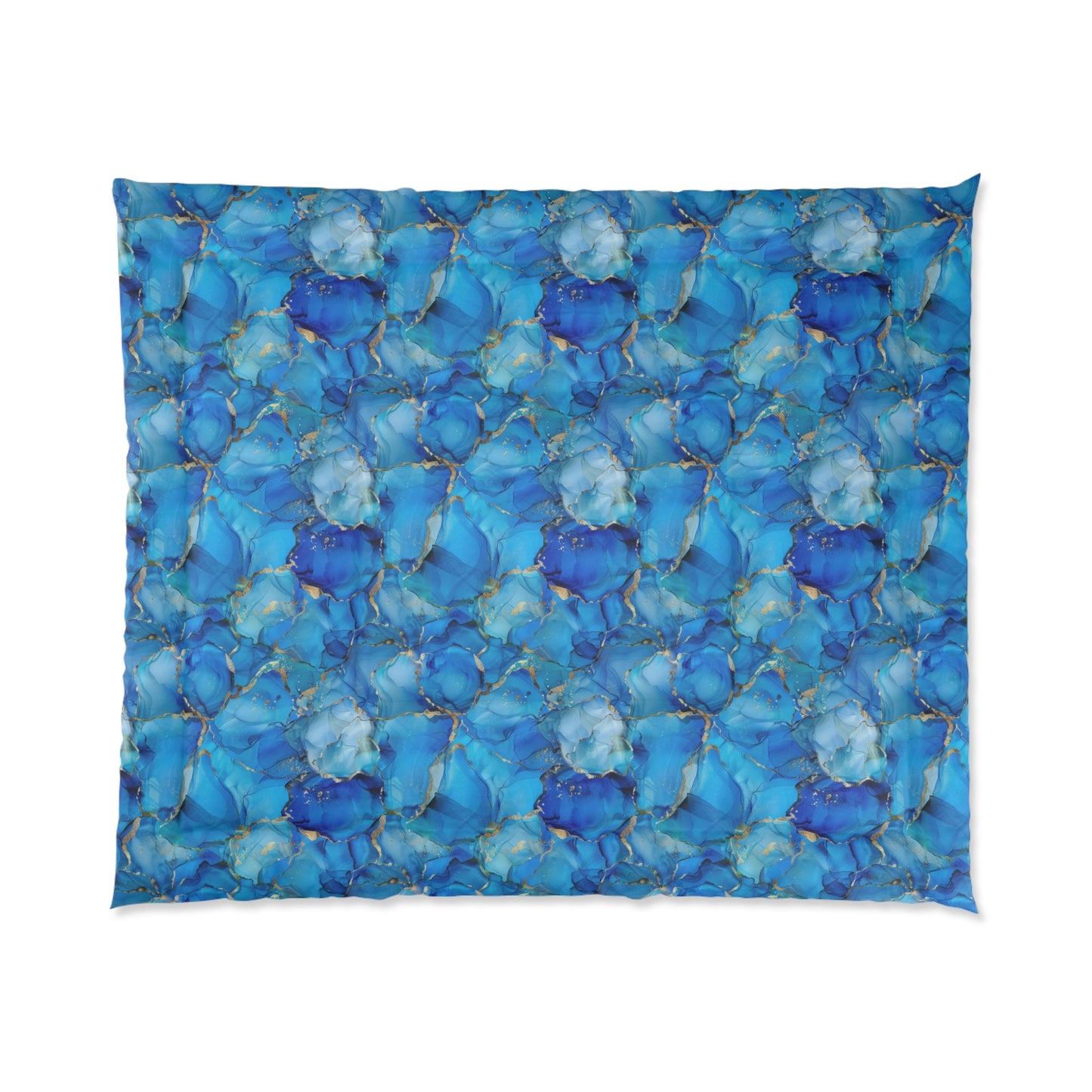 Turquoise Marble Print Comforter