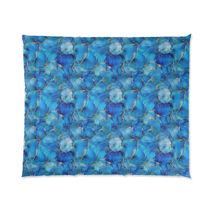 Turquoise Marble Print Comforter