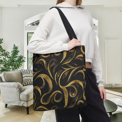 Golden Noir Swirl Canvas Tote Bag