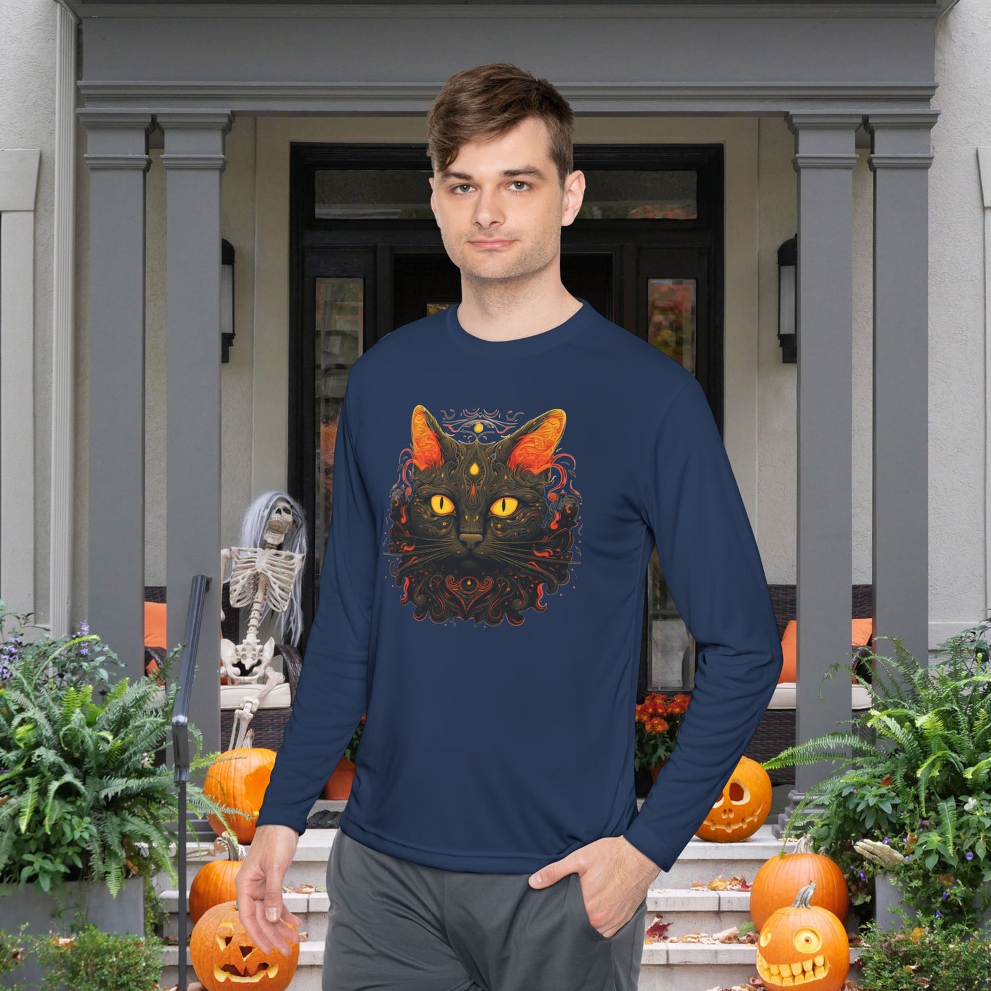 Creepy Black Cats 2 Adult Long Sleeve Tee
