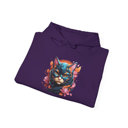 Adorable Kitty w/Flowers Heavy Blend™ Hooded Sweatshirt