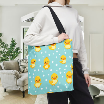 Ducky Dot Parade Canvas Tote Bag
