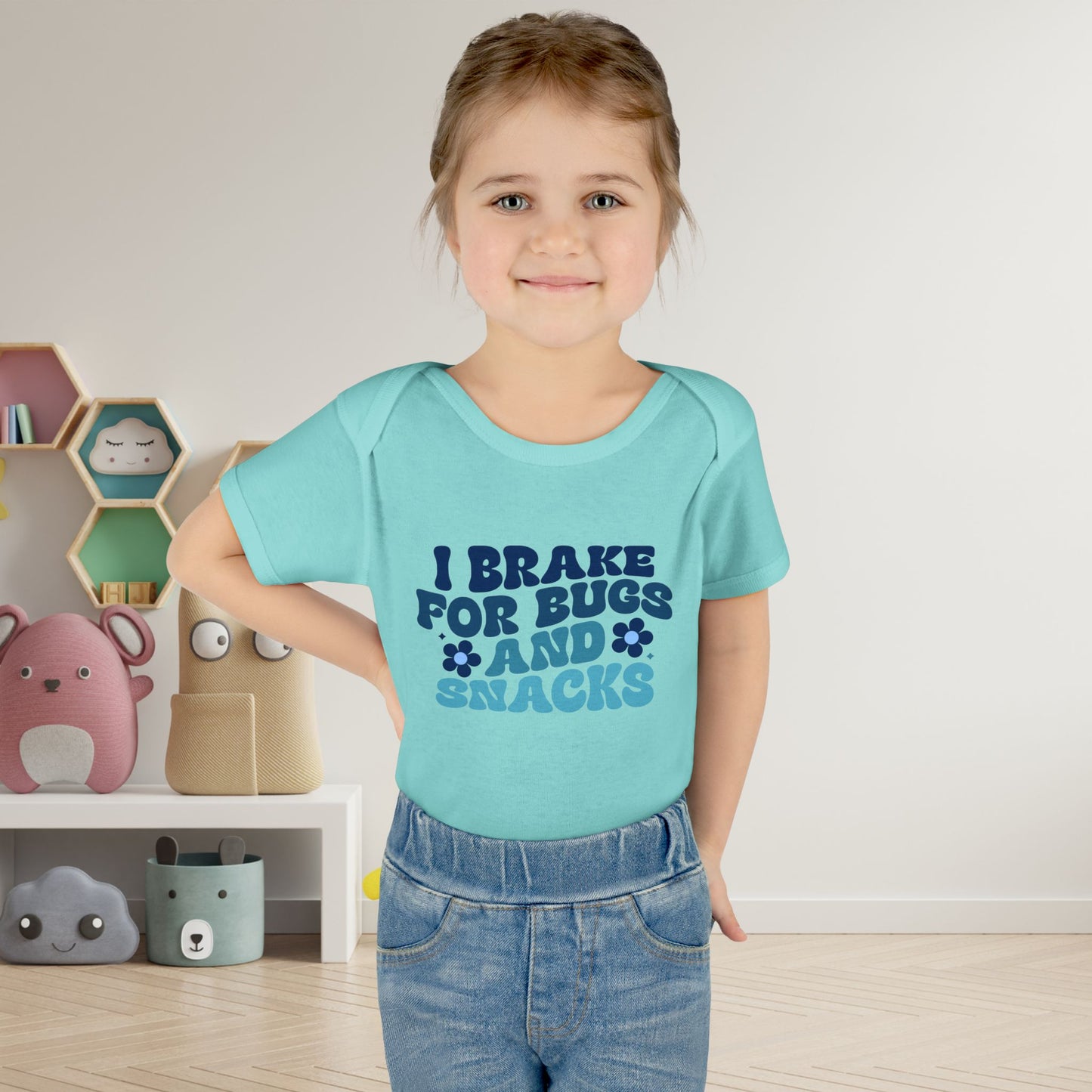 I Brake For Bugs and Snacks Infant Baby Rib Bodysuit