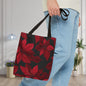 Midnight Poinsettia Garden Canvas Tote Bag
