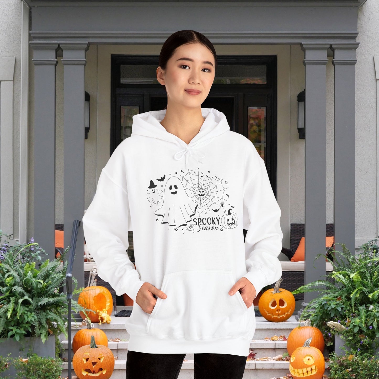 Spooky Season (Ghosts & Spider Webs) Heavy Blend™ Hooded Sweatshirt