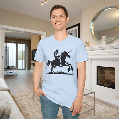 Bigfoot Rides A Unicorn Adult T-shirt