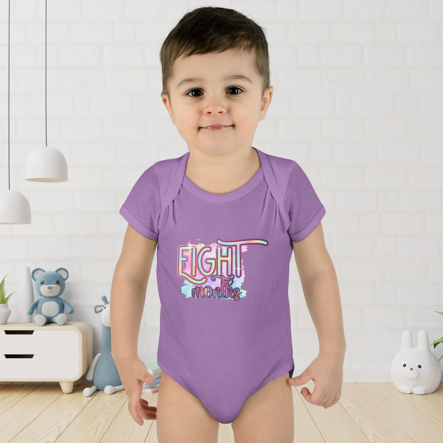 Pastel Wild One Milestone Baby Bodysuit-Eight Months