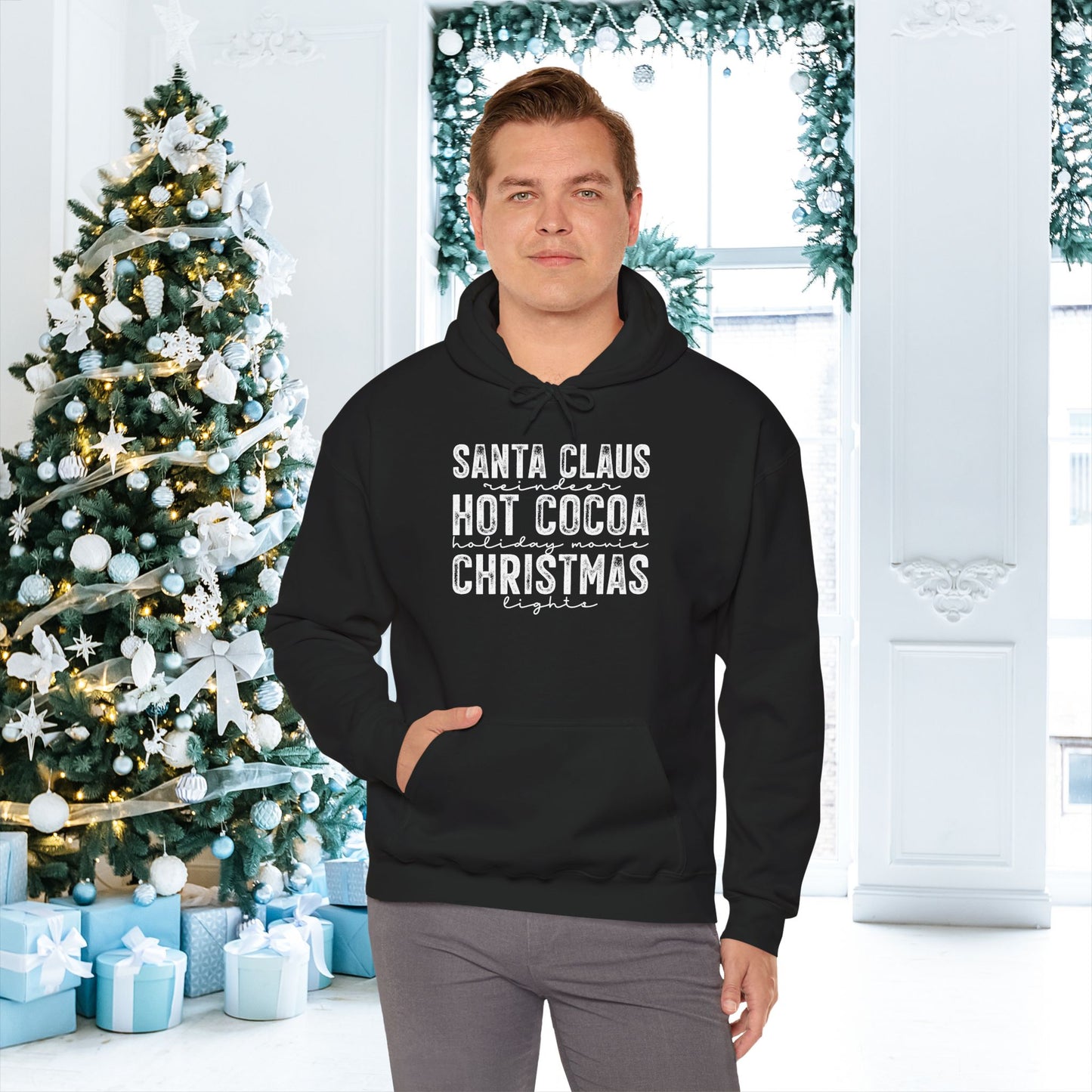Santa Claus Hot Cocoa Christmas Adult Heavy Blend™ Hoodie
