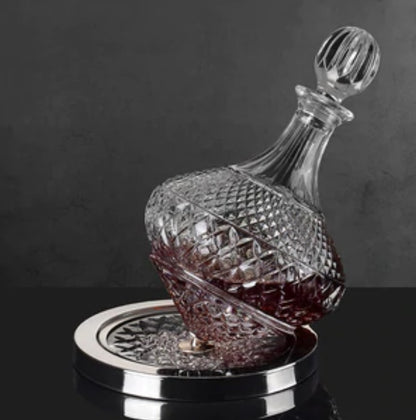 Crystal Rotary Decanter w/Lid & Base