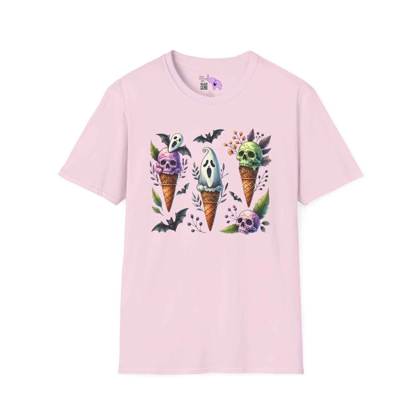 Ice Cream Cones w/Pumpkins and Ghost Adult  T-shirt