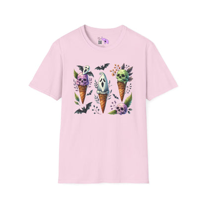 Ice Cream Cones w/Pumpkins and Ghost Adult  T-shirt