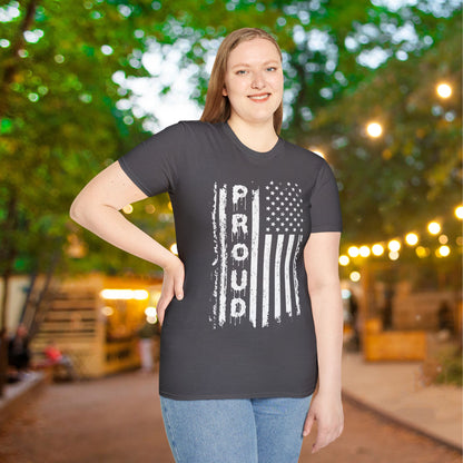 Proud (Vertical American Flag) Adult T-shirt
