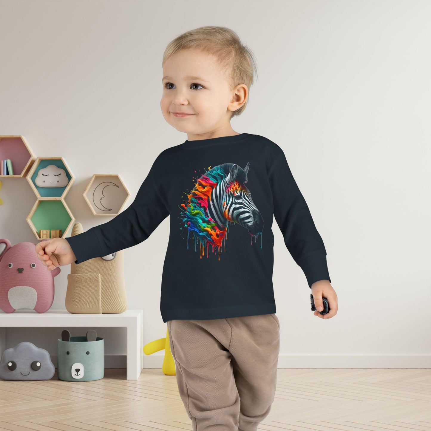 Colorful Zebra Toddler Long Sleeve Tee