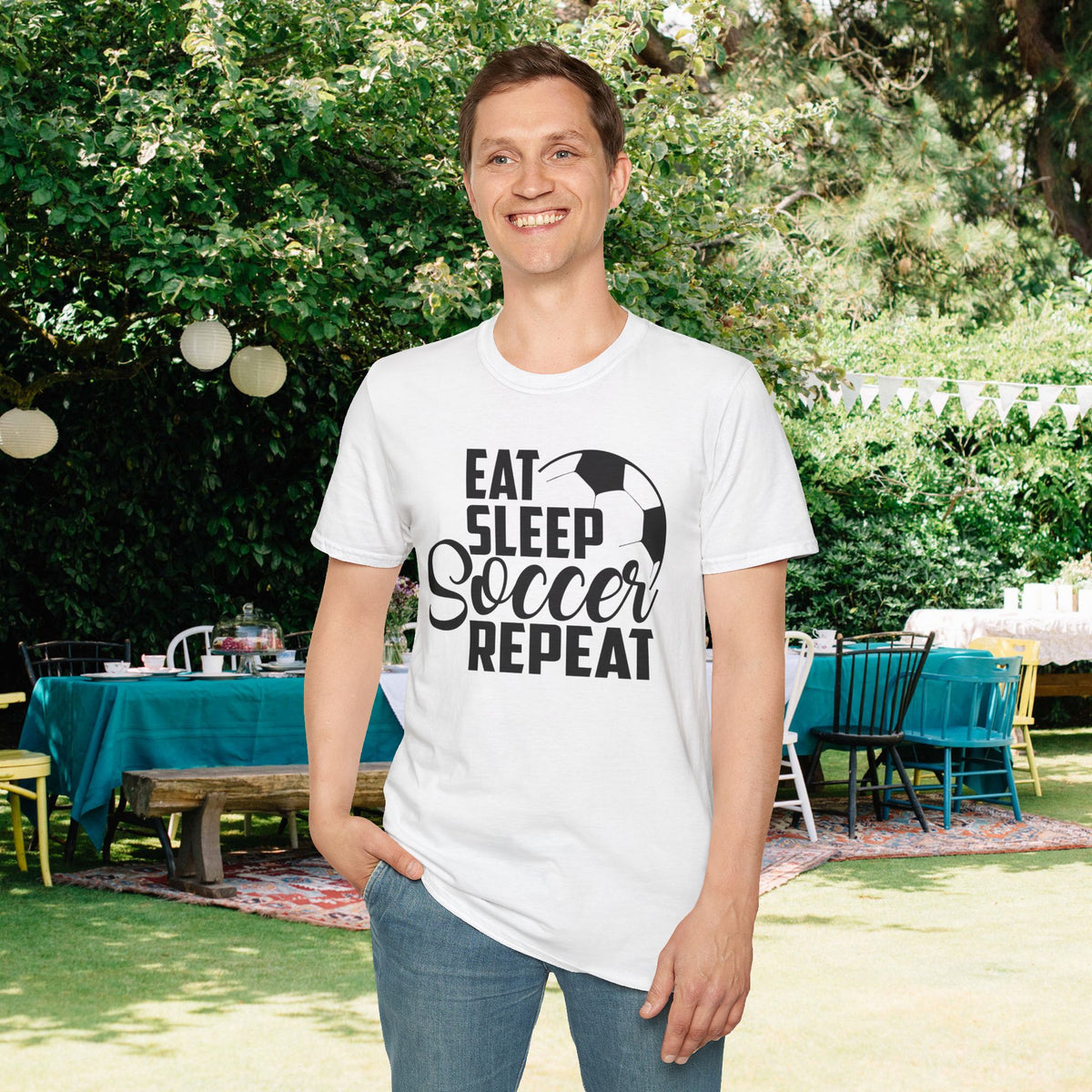Eat Sleep Soccer Repeat Adult T-shirt