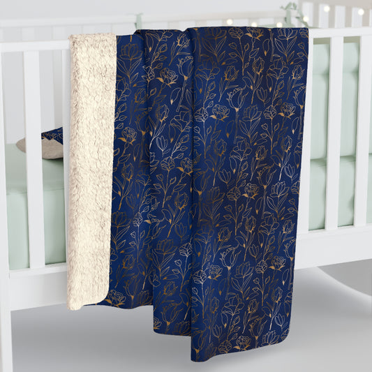 Sapphire Gilded Garden Fleece Blanket