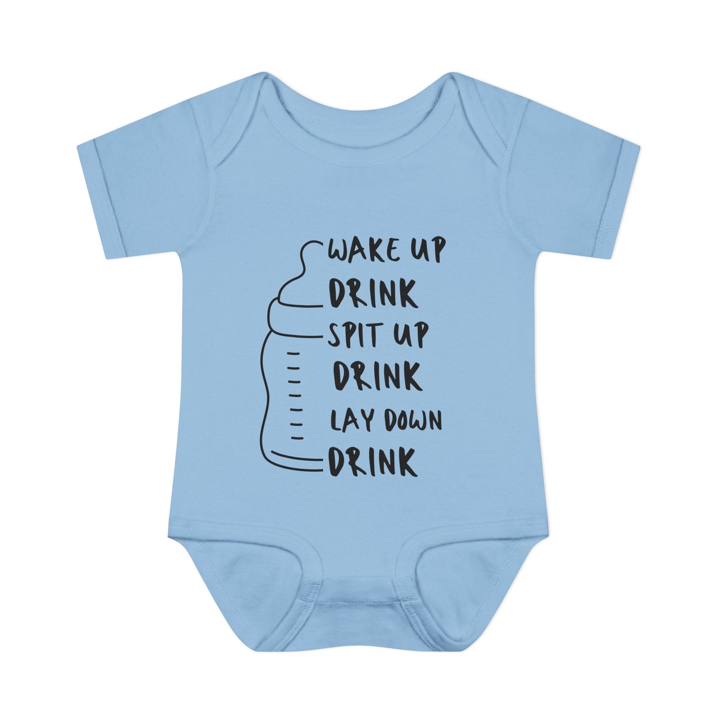Wake Up Spit Up Lay Down Drink Infant Baby Rib Bodysuit