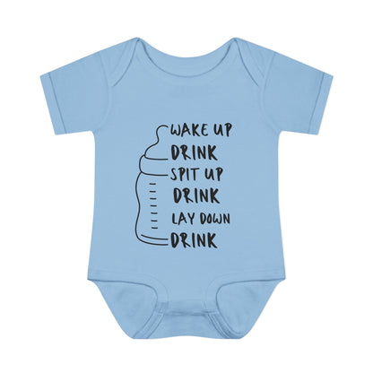 Wake Up Spit Up Lay Down Drink Infant Baby Rib Bodysuit