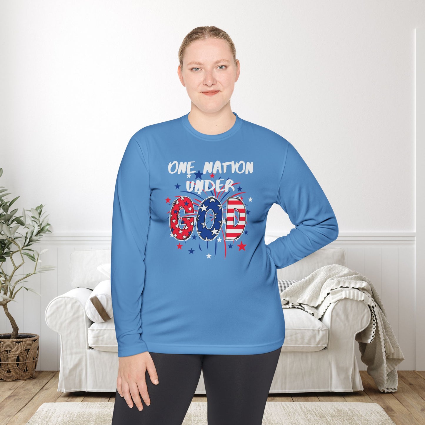 One Nation Under God Unisex Lightweight Long Sleeve Tee