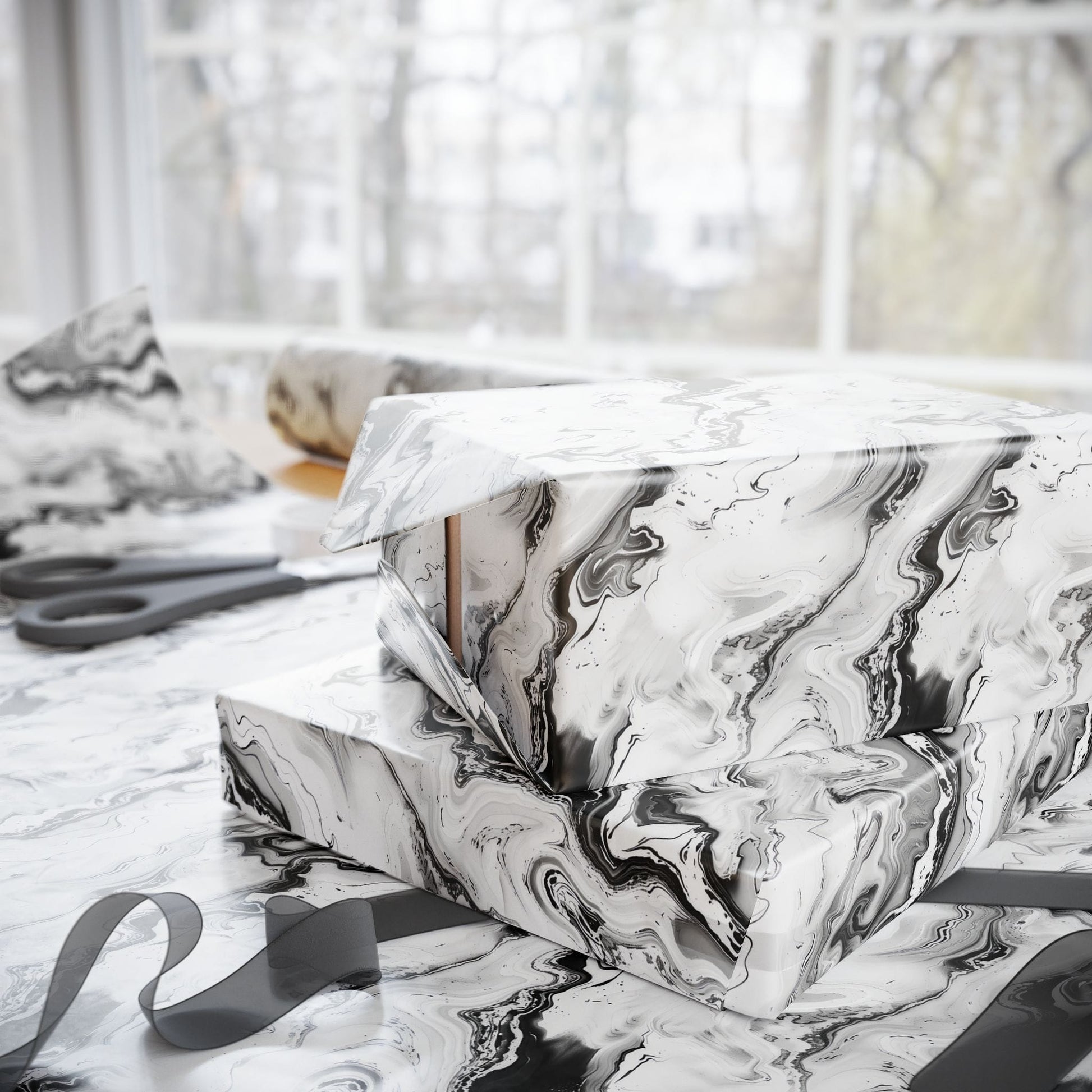 Frost Veil Marble Wrapping Paper