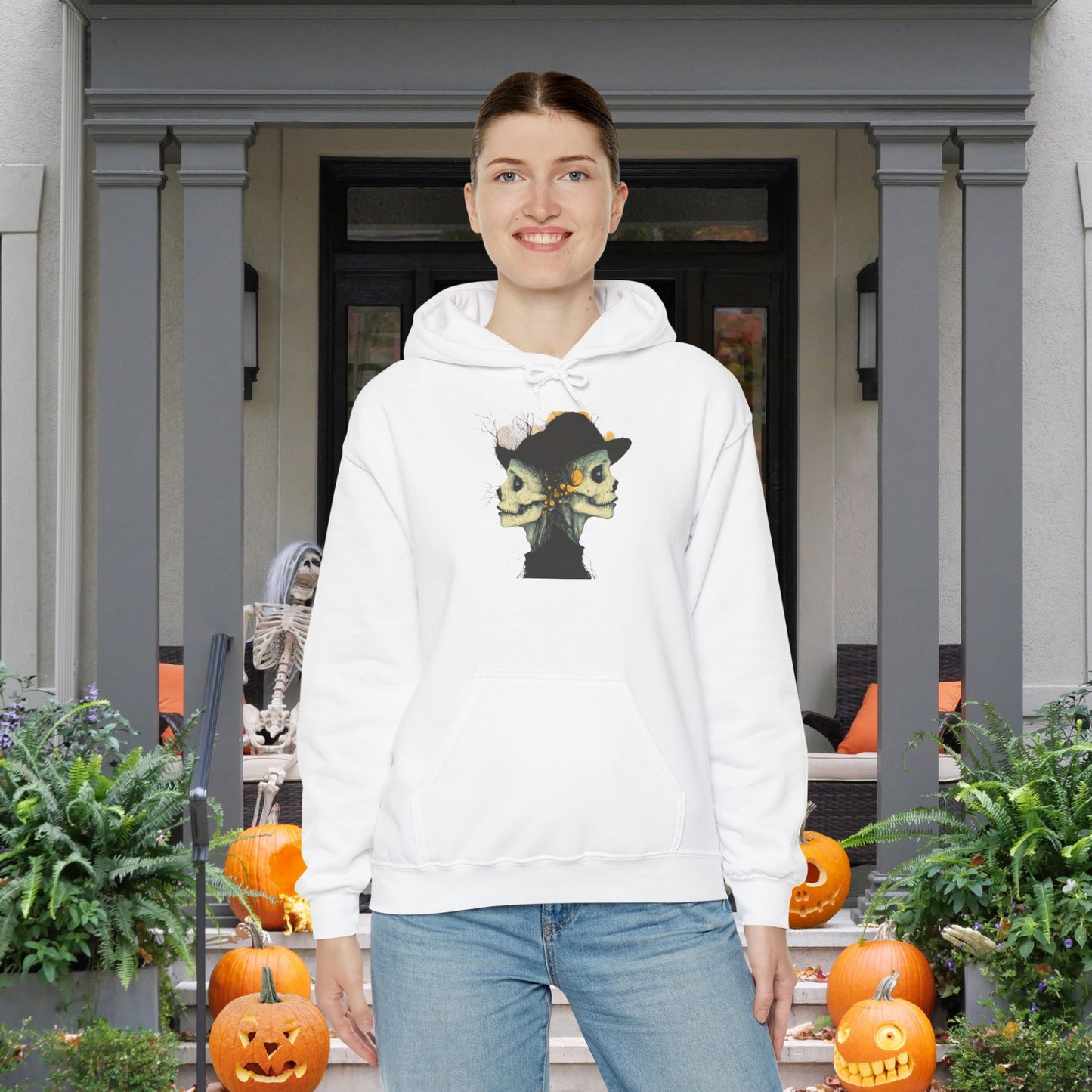 Creepy Skull Witches Heavy Blend™ Hooded Sweatshirt