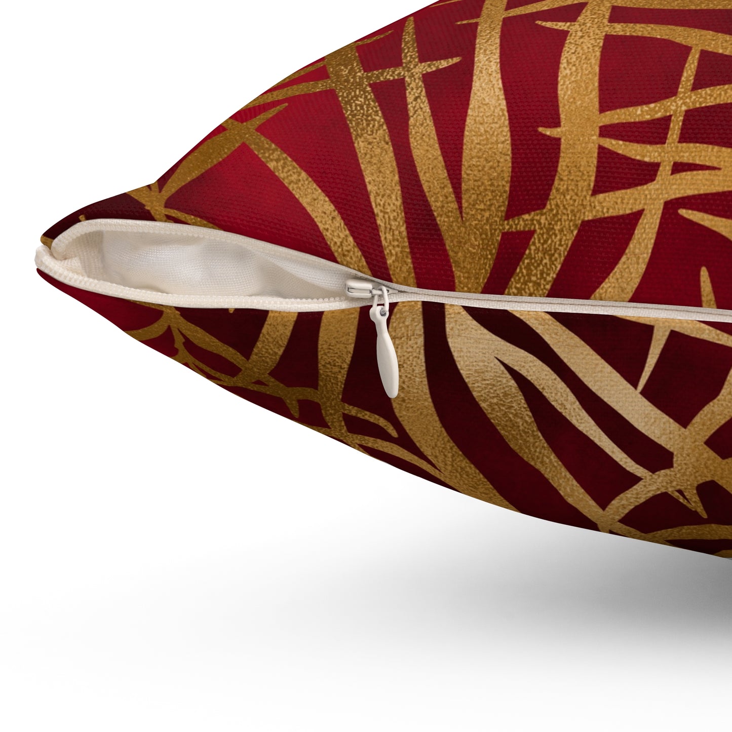 Crimson Palm Veil Throw Pillow