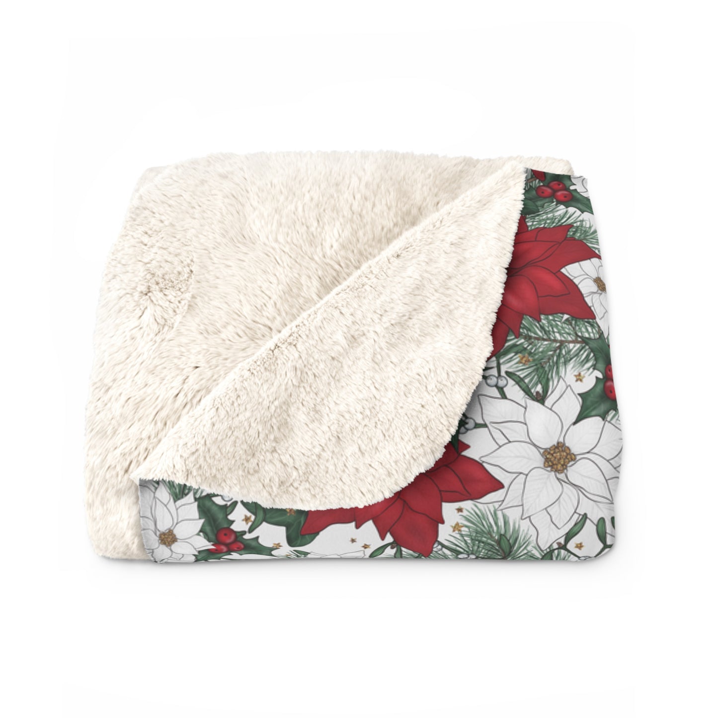 Winter Poinsettia Garden Fleece Blanket