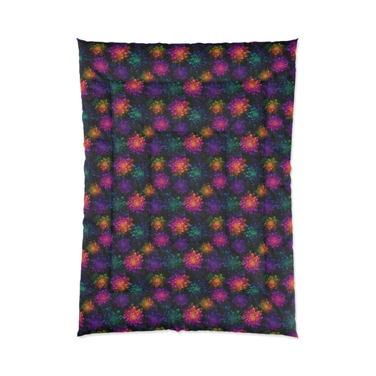Neon Lotus Blooms Comforter