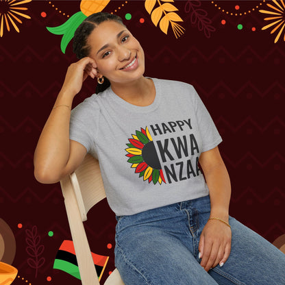 Happy Kwanzaa Sunflower Adult T-shirt