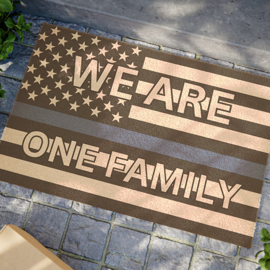 We Are One Family Blue Line Doormat