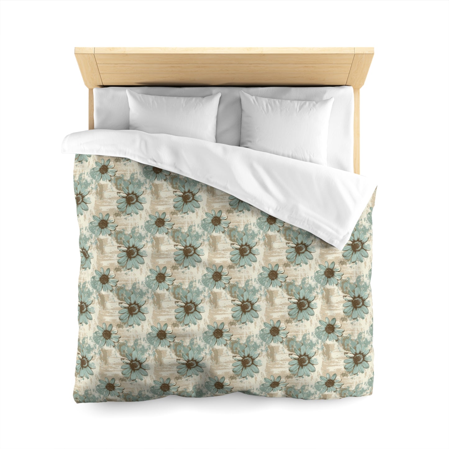 Rustic Teal Daisy Microfiber Duvet Cover