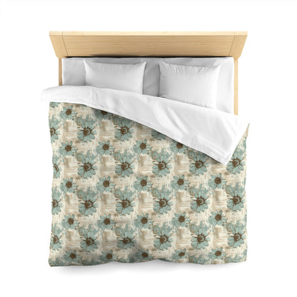 Rustic Teal Daisy Microfiber Duvet Cover