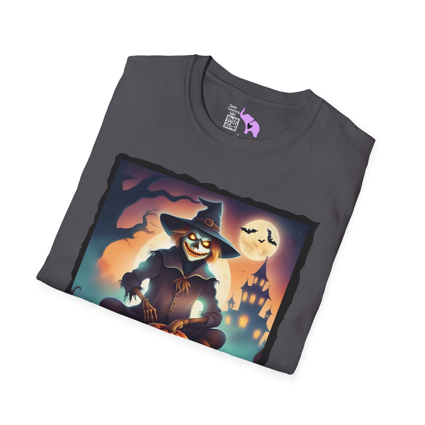 Halloween Scarecrow w/Pumpkins Adult T-shirt