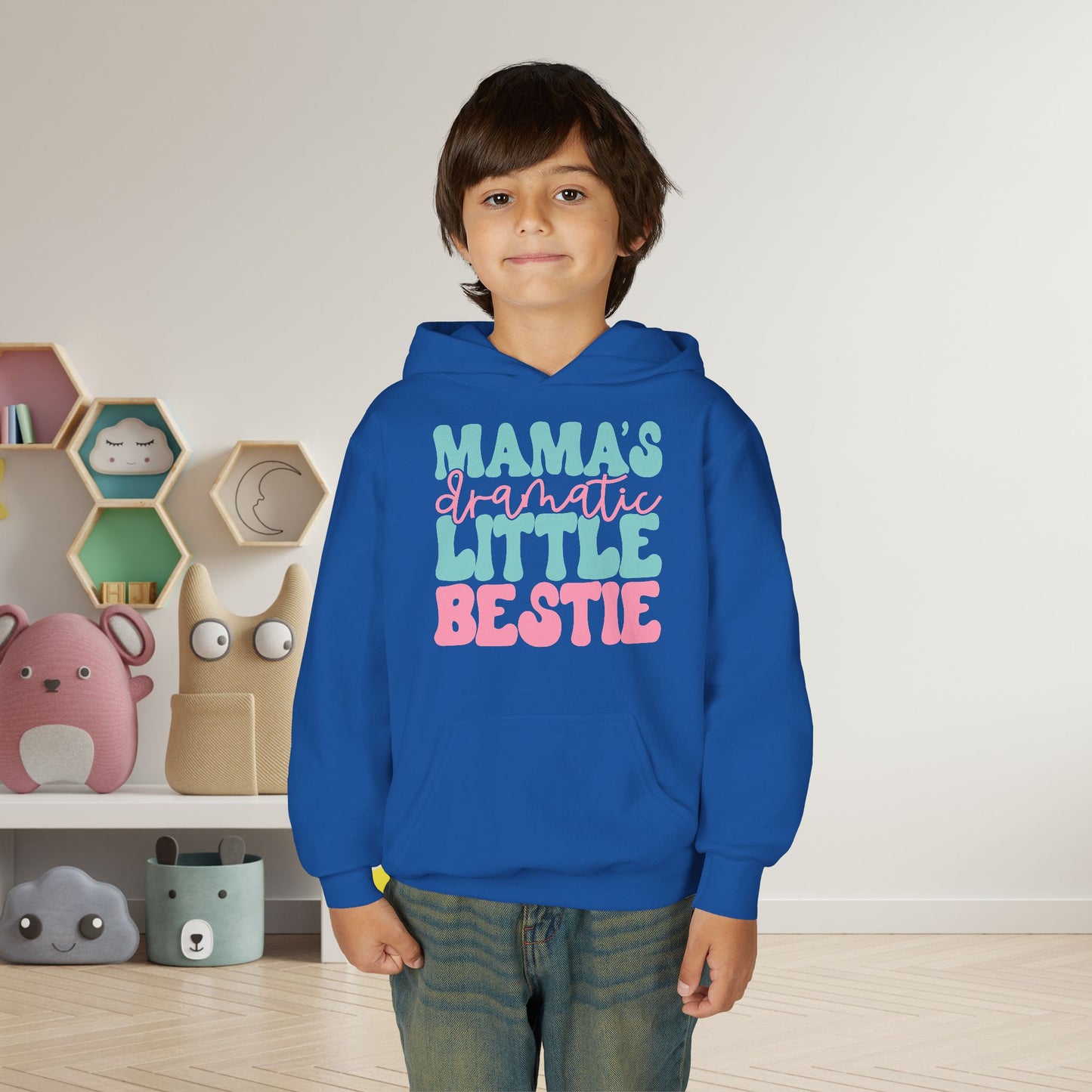 Mama's Dramatic Little Bestie Youth Heavy Blend Hoodie