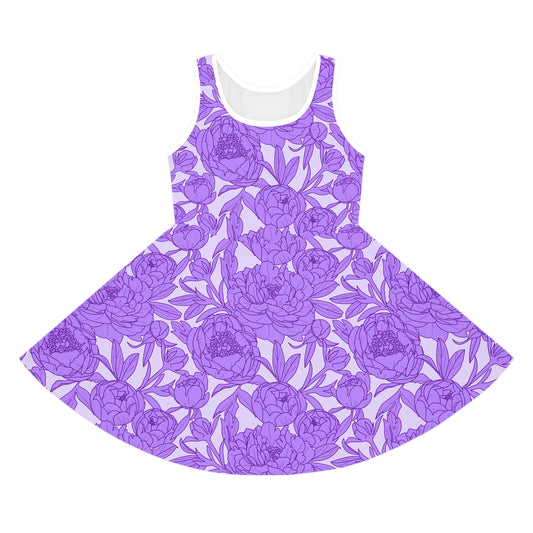 Lavender Peony Symphony Girls' Sleeveless Sundress
