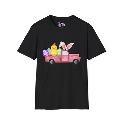 Easter Chick & Eggs In Vintage Truck Adult T-shirt