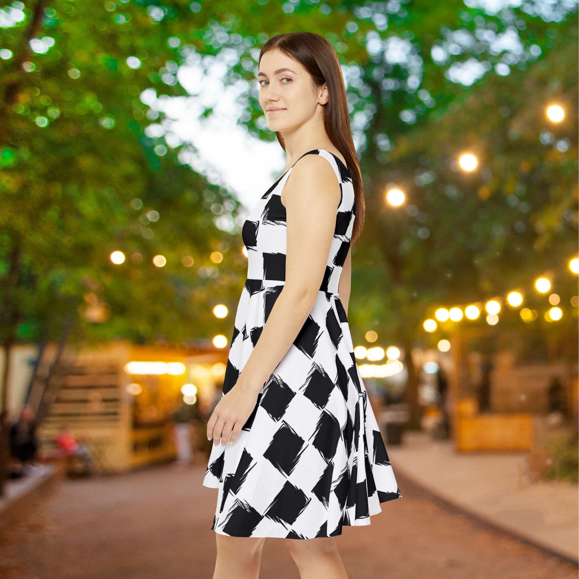 Distorted Check Women's Skater Dress – Quite Contrary Gifts