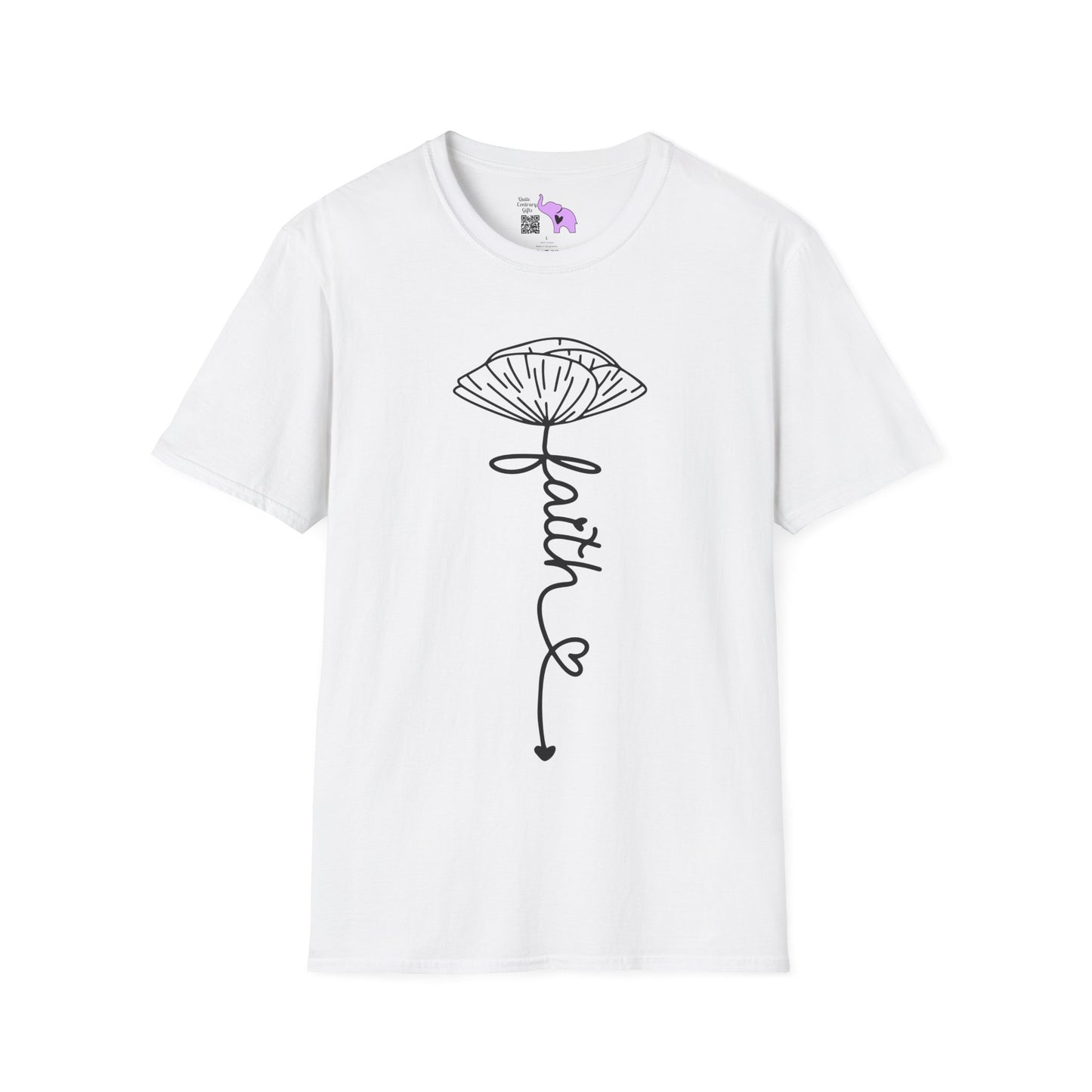 Faith (Vertical, Floral) Adult T-shirt
