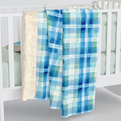 Ocean Sunset Plaid Sherpa Fleece Blanket