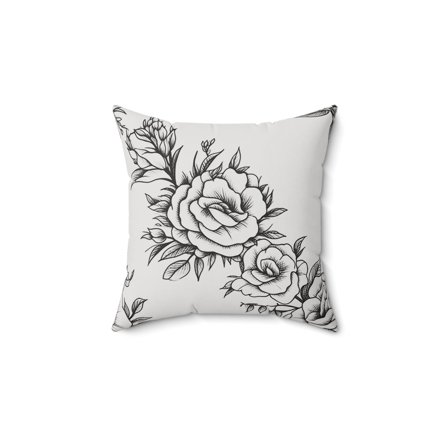 Midnight Rose Sketch Throw Pillow
