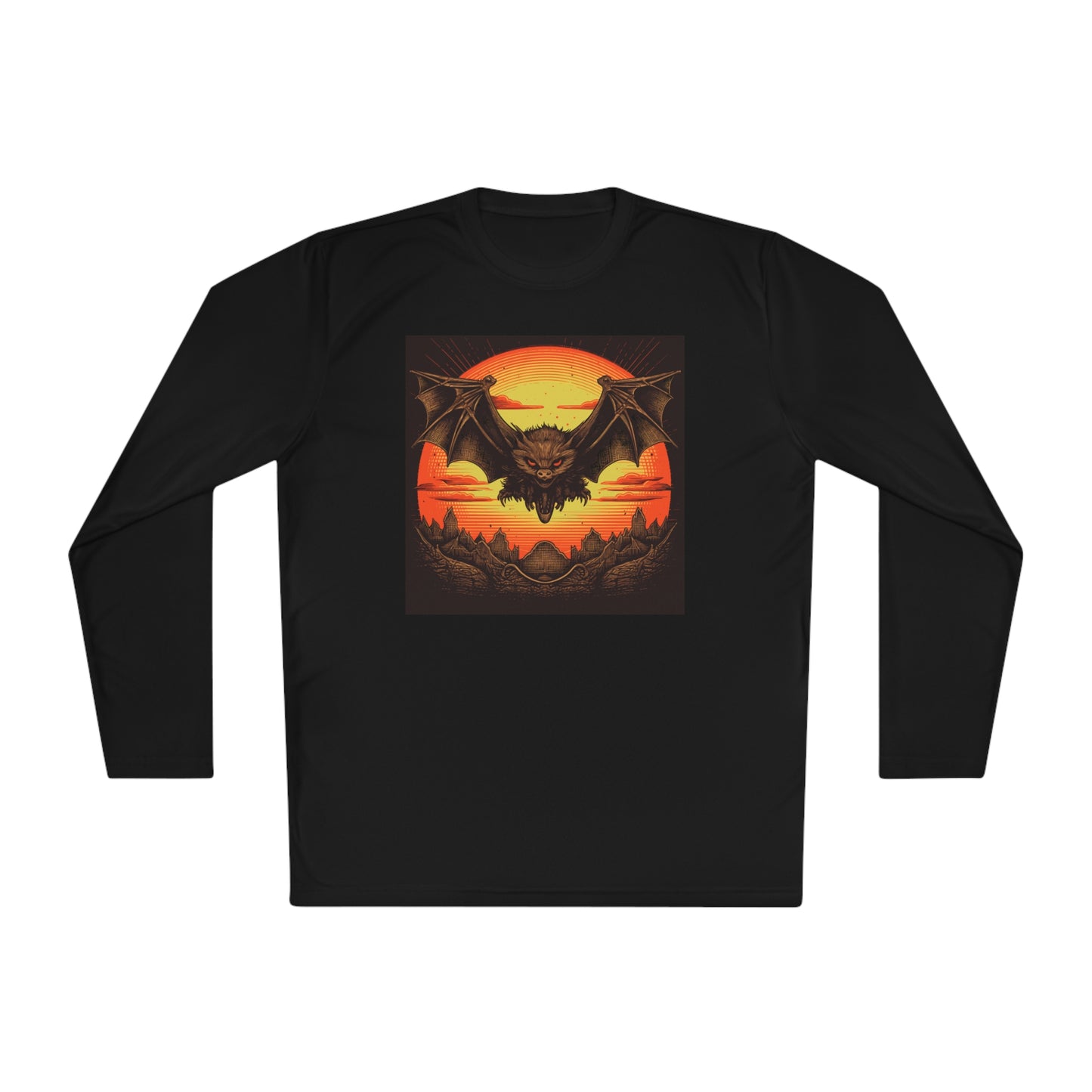 Creepy Bats Over Moon 4 Adult Long Sleeve Tee