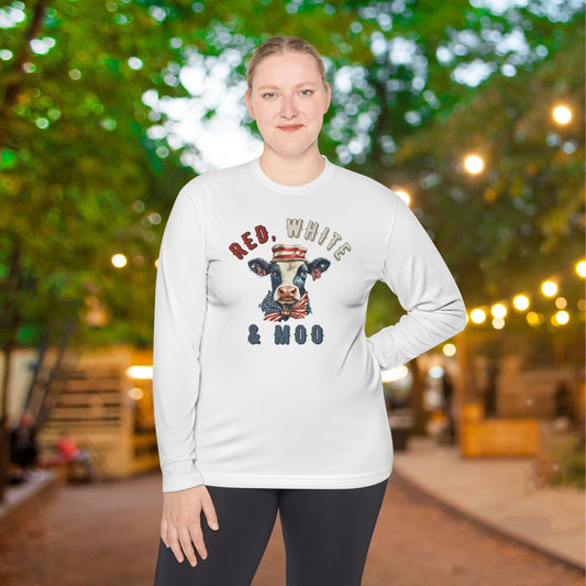 Red, White, & Moo Adult Long Sleeve Tee