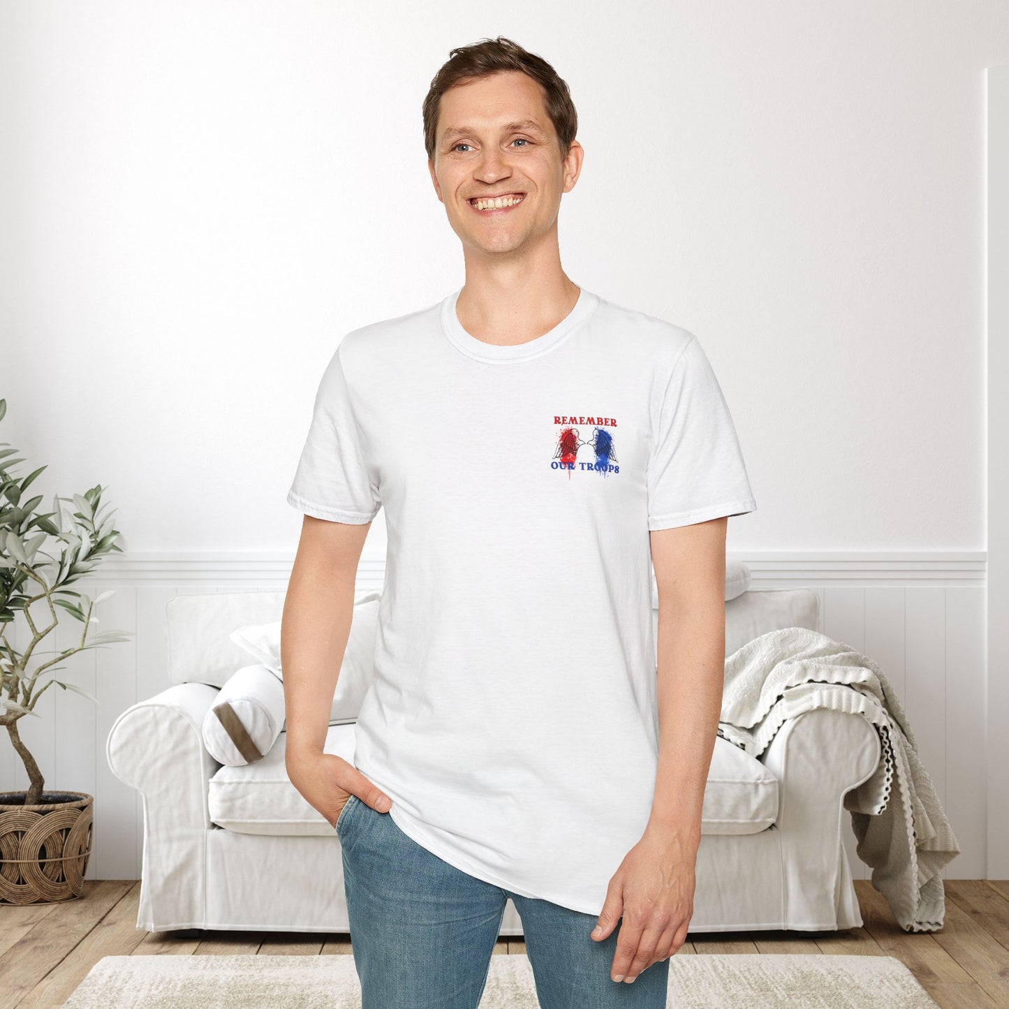 Freedom Isn't Free Saluting Soldier w/Wings Adult T-shirt