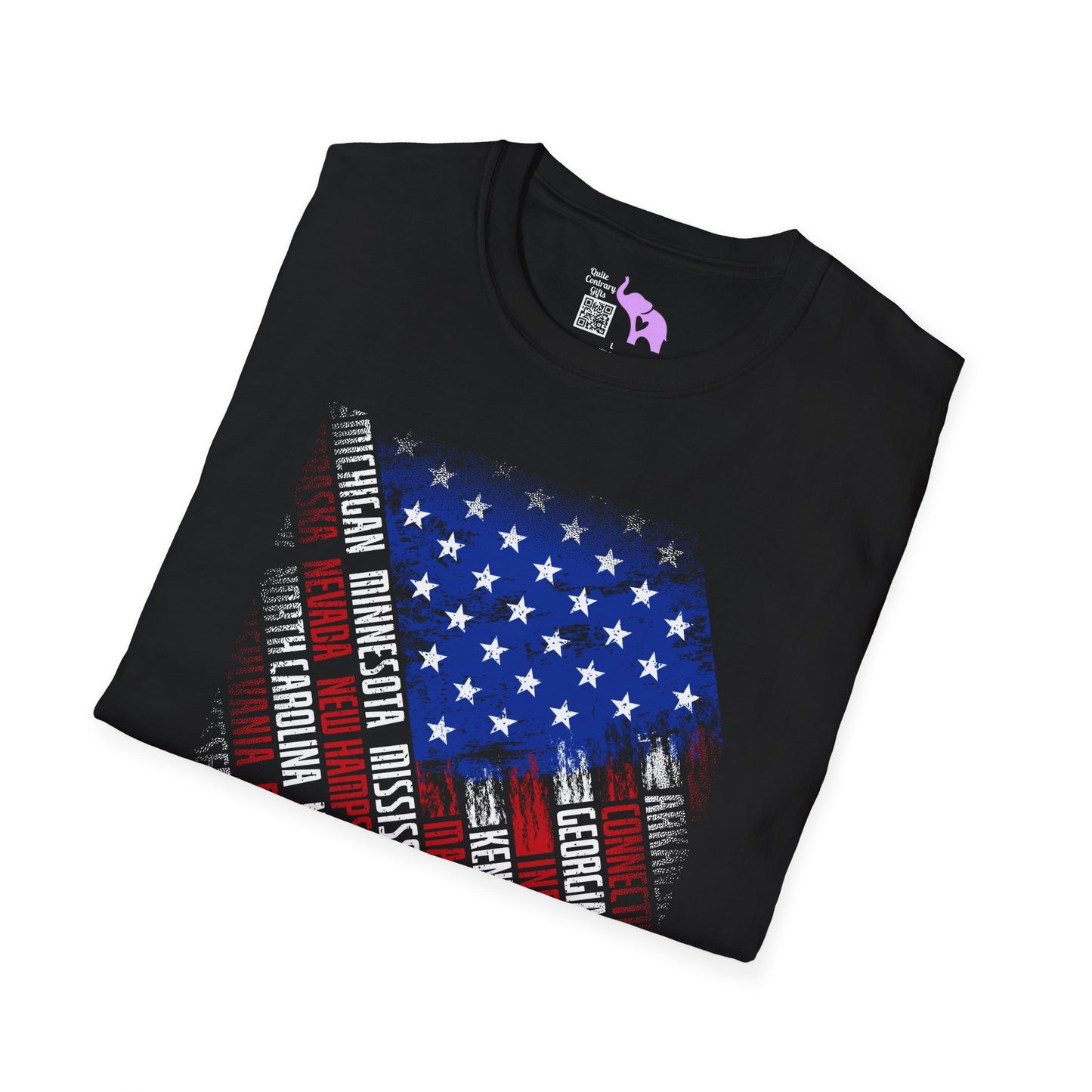 American Flag w/State Names Adult T-Shirt