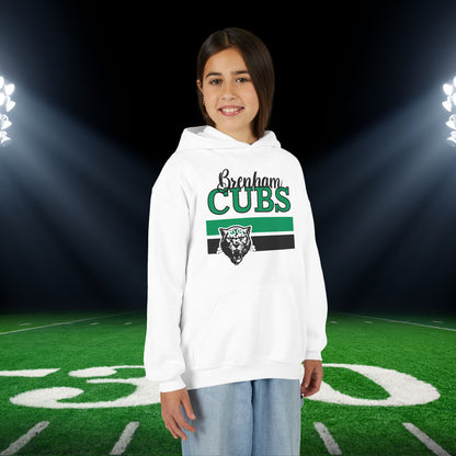 Brenham Cubs w/Mascot & Stripes Mascot Youth Heavy Blend Hoodie
