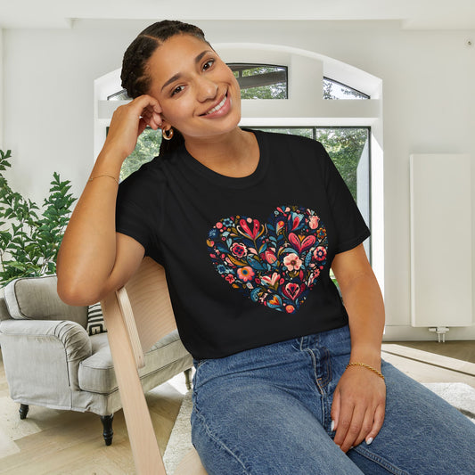 Floral Heart Adult T-shirt